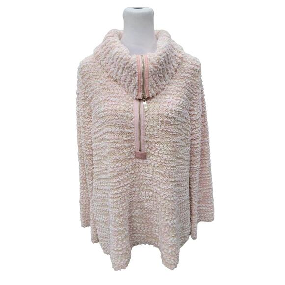 Soft Surroundings Pink Quarter-Zip Pullover Sweater – Women's Large - Picture 11 of 15